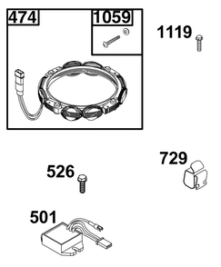 Alternator Group Diagram and Parts List for 40R577-0002-H5 400000 - 699999 Briggs and Stratton Engine